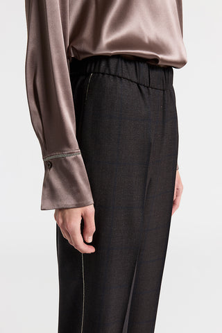 Pantalone con elastico in lana lurex