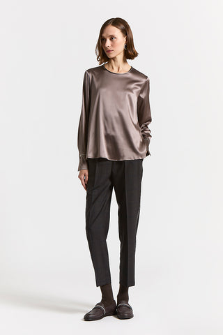 Pantalone con elastico in lana lurex