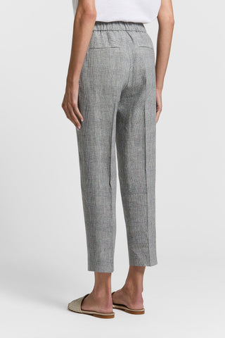 Pure linen glen plaid trousers