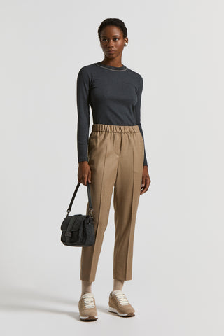 Pantalone in flanella di lana lurex