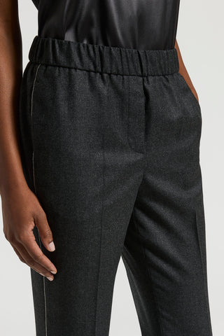 Pantalone in flanella di lana lurex