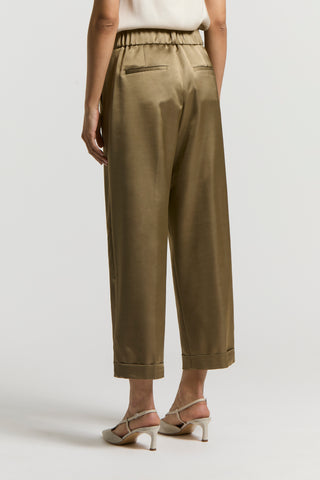 Viscose/wool satin trousers