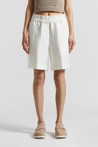 Bermuda shorts in technical linen gabardine