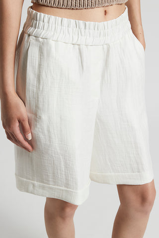 Bermuda shorts in technical linen gabardine