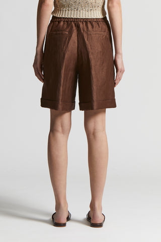 Bermuda shorts in technical linen gabardine