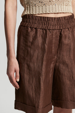 Bermuda shorts in technical linen gabardine