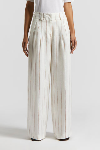 Pinstripe linen palazzo trousers