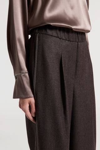 Pantalone in flanella di lana lurex