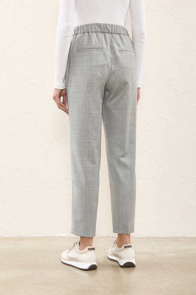 Pull-up trousers in fine wool and Lurex  