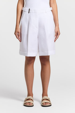 Pure linen gabardine shorts