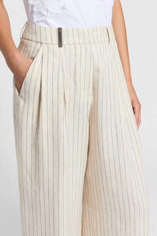 Two-tone pinstripe trousers