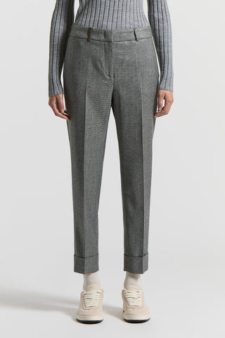 Pantalone in lana lurex micro pied de poule