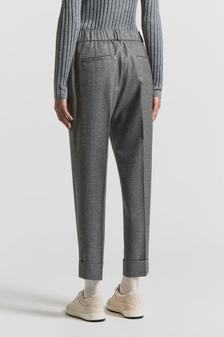 Pantalone in lana lurex micro pied de poule