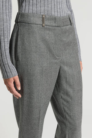 Pantalone in lana lurex micro pied de poule