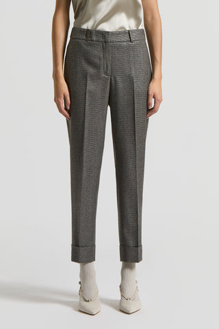 Pantalone in lana lurex micro pied de poule