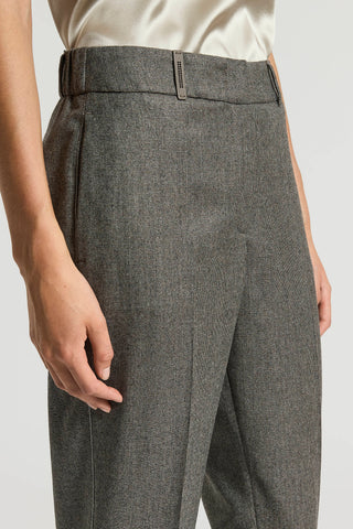 Pantalone in lana lurex micro pied de poule