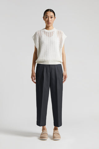 Trousers in stuoia weave with bouclé pattern