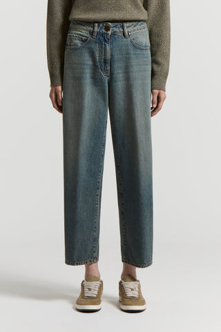 Washed denim cigarette jeans