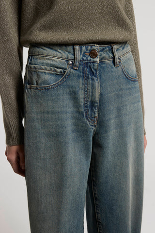 Washed denim cigarette jeans