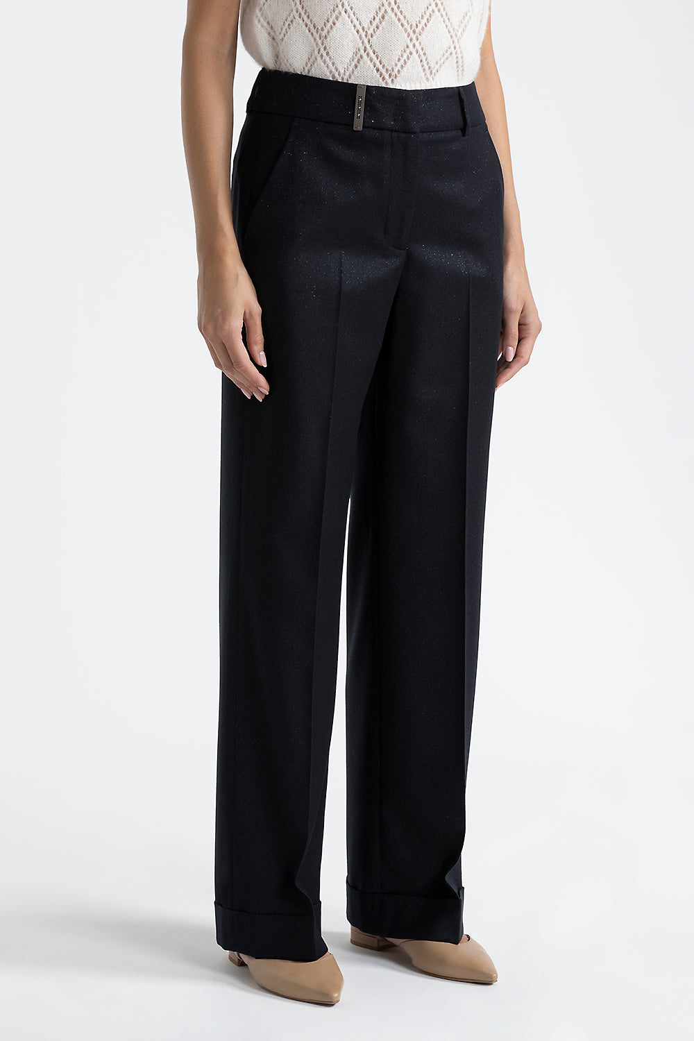 Peserico Pantalone classic tailored in flanella di lana lurex