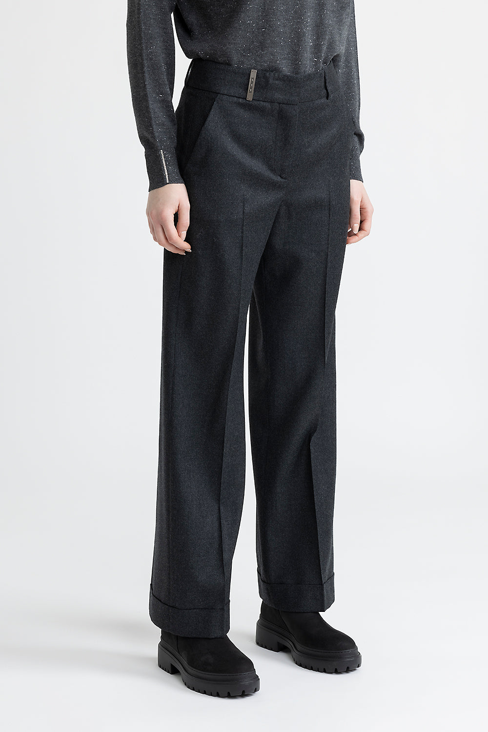 Peserico Pantalone classic tailored in flanella di lana lurex