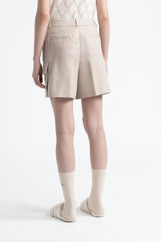 Wool and viscose shorts with pleats  