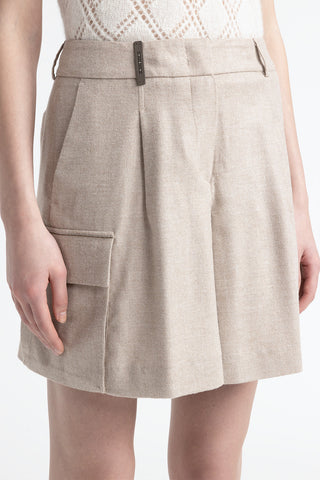 Wool and viscose shorts with pleats  