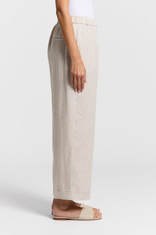 Faded-effect pure linen trousers