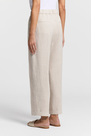 Faded-effect pure linen trousers