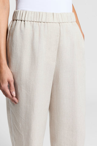 Faded-effect pure linen trousers
