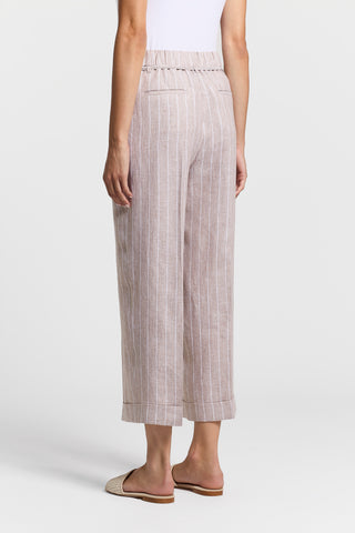 Pinstripe melange linen trousers