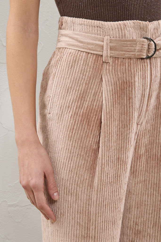 Paperbag trousers in viscose corduroy  