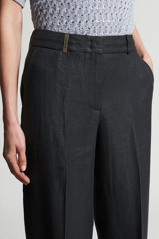 Plain-coloured pure linen gabardine trousers