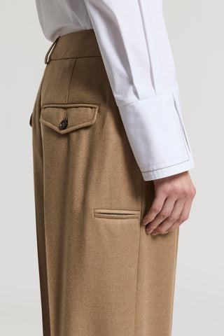 Wool lurex flannel trousers