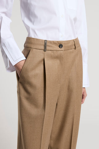 Wool lurex flannel trousers