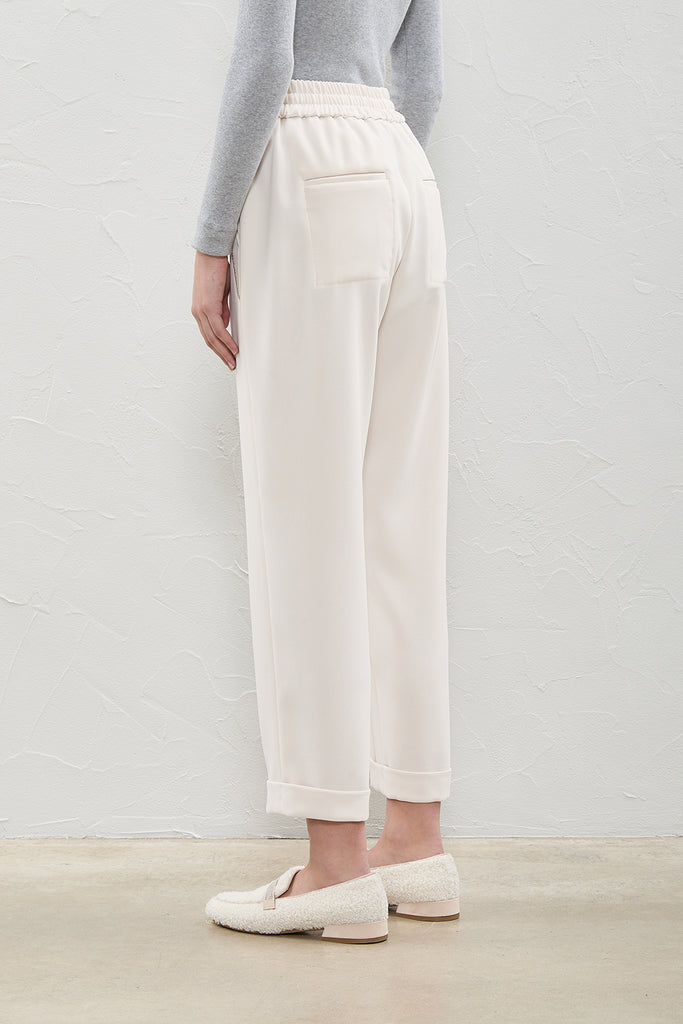Pull-up trousers in flowing crepe cady  