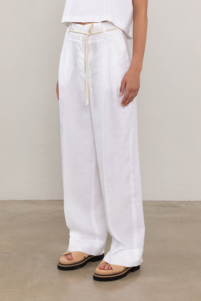 Garment-dyed linen trousers  