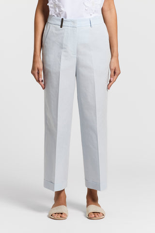 Pantalone in chambray di lino cotone