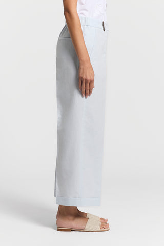 Pantalone in chambray di lino cotone
