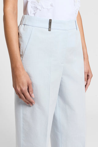 Pantalone in chambray di lino cotone