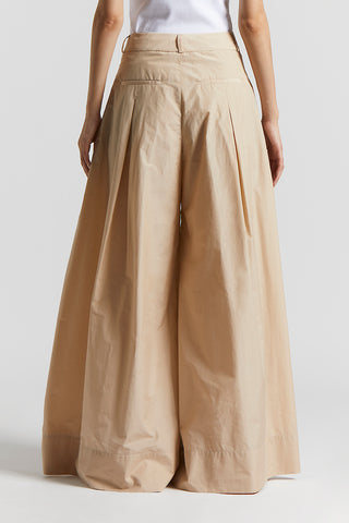 Wide trousers in cotton-blend poplin