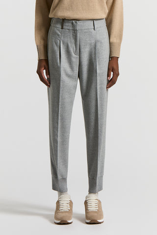 Pantalone in flanella di lana e viscosa