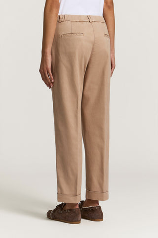 Pantalone in gabardina di cotone e seta