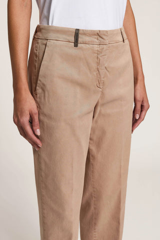 Pantalone in gabardina di cotone e seta