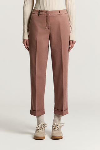 Pantalone in gabardina di cotone e seta