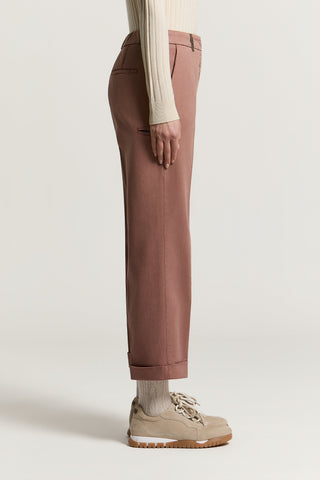 Pantalone in gabardina di cotone e seta