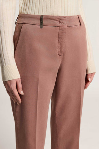 Pantalone in gabardina di cotone e seta