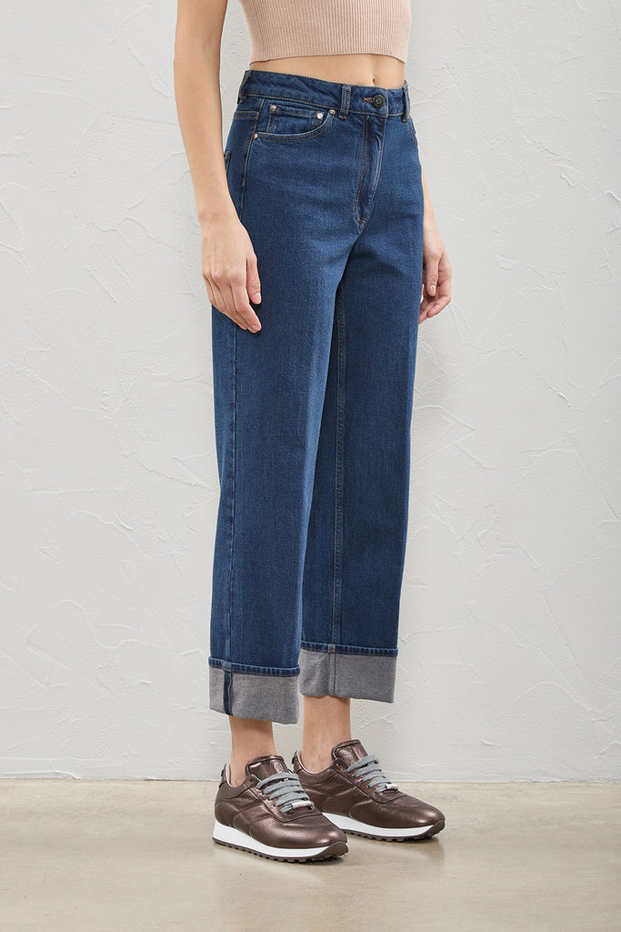 Stretch cotton denim trousers  