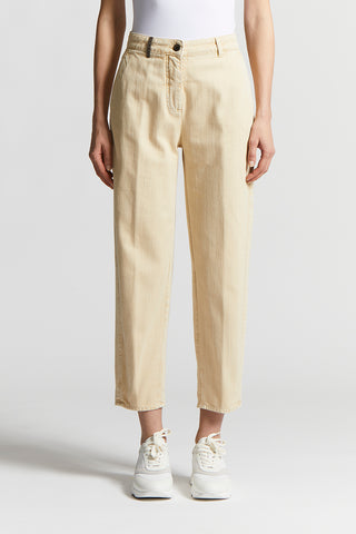 Denim carrot trousers in stretch cotton boule