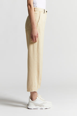 Denim carrot trousers in stretch cotton boule